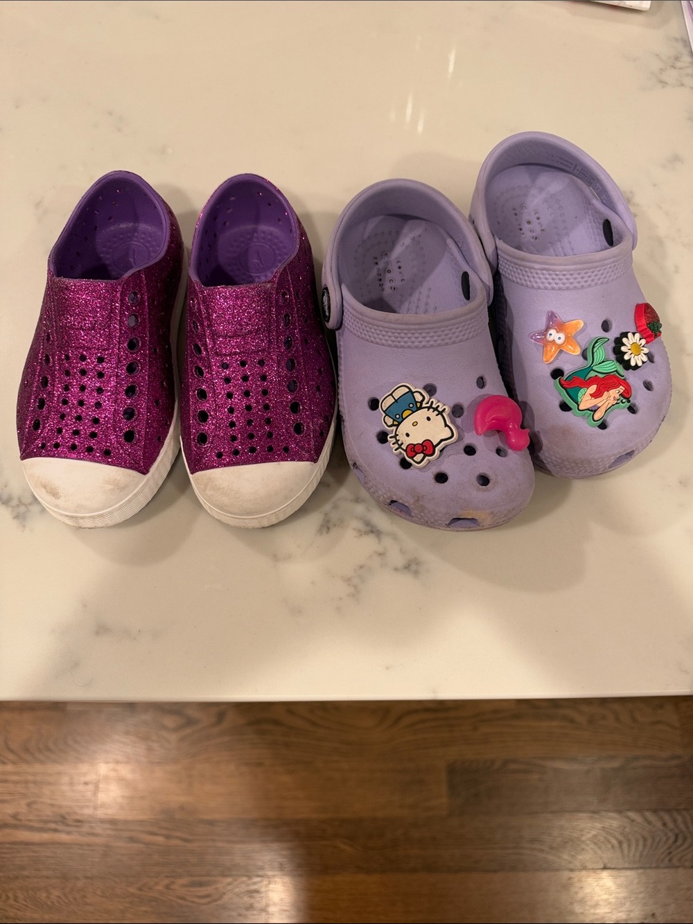 2 pairs of toddler girls shoes size 8